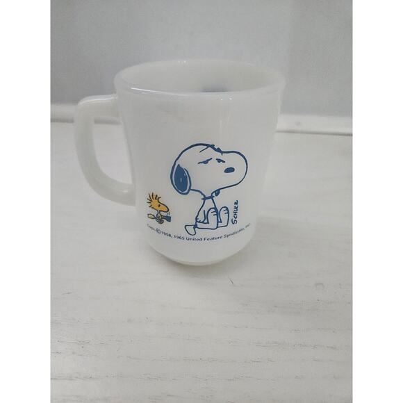 1965 Vtg Anchor Hocking Fire King Snoopy Not Worth Thing Before Coffee Break Mug - Picture 1 of 6